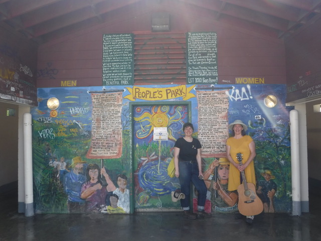 Max, Ingrid, People's Park bathroom mural - April 13, 2019